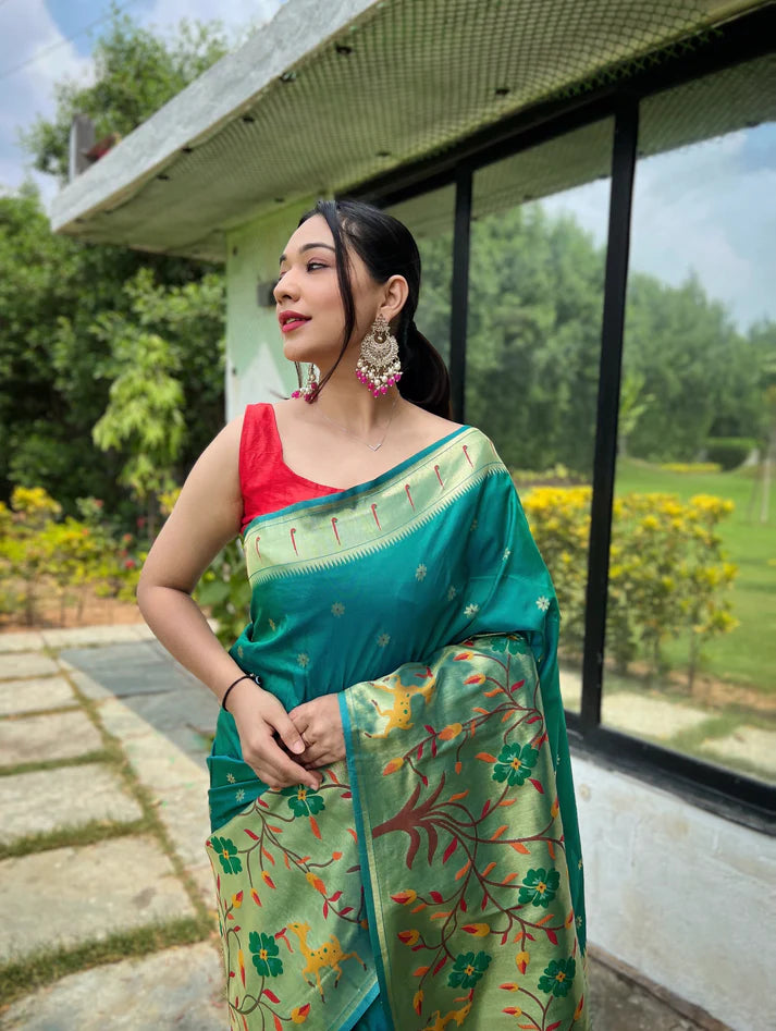 DIXZ FASHION PURE PAITHANI SILK SAREE