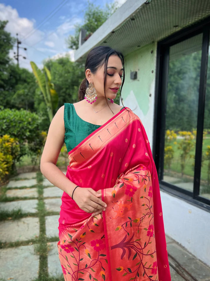 DIXZ FASHION PURE PAITHANI SILK SAREE