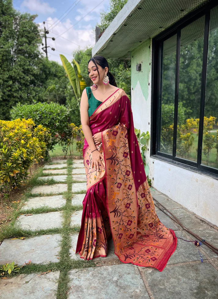 DIXZ FASHION PURE PAITHANI SILK SAREE