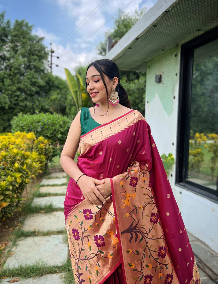 DIXZ FASHION PURE PAITHANI SILK SAREE