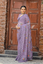 Dixz Fashion Pure Zari Chiffon Saree with Embroidery & Cutwork