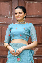 Dixz Fashion Pure Zari Chiffon Saree with Embroidery & Cutwork