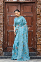 Dixz Fashion Pure Zari Chiffon Saree with Embroidery & Cutwork