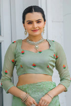 Dixz Fashion Pure Zari Chiffon Saree with Embroidery & Cutwork