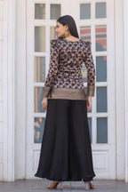 Dixz Fashion Silk Peplum & Satin Georgette Palazzo Set with Puffed Sleeves