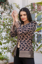Dixz Fashion Silk Peplum & Satin Georgette Palazzo Set with Puffed Sleeves