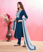 Dixz Fashion Elegant Viscose Silk Ethnic Suit Set with Printed Dupatta – Premium Quality