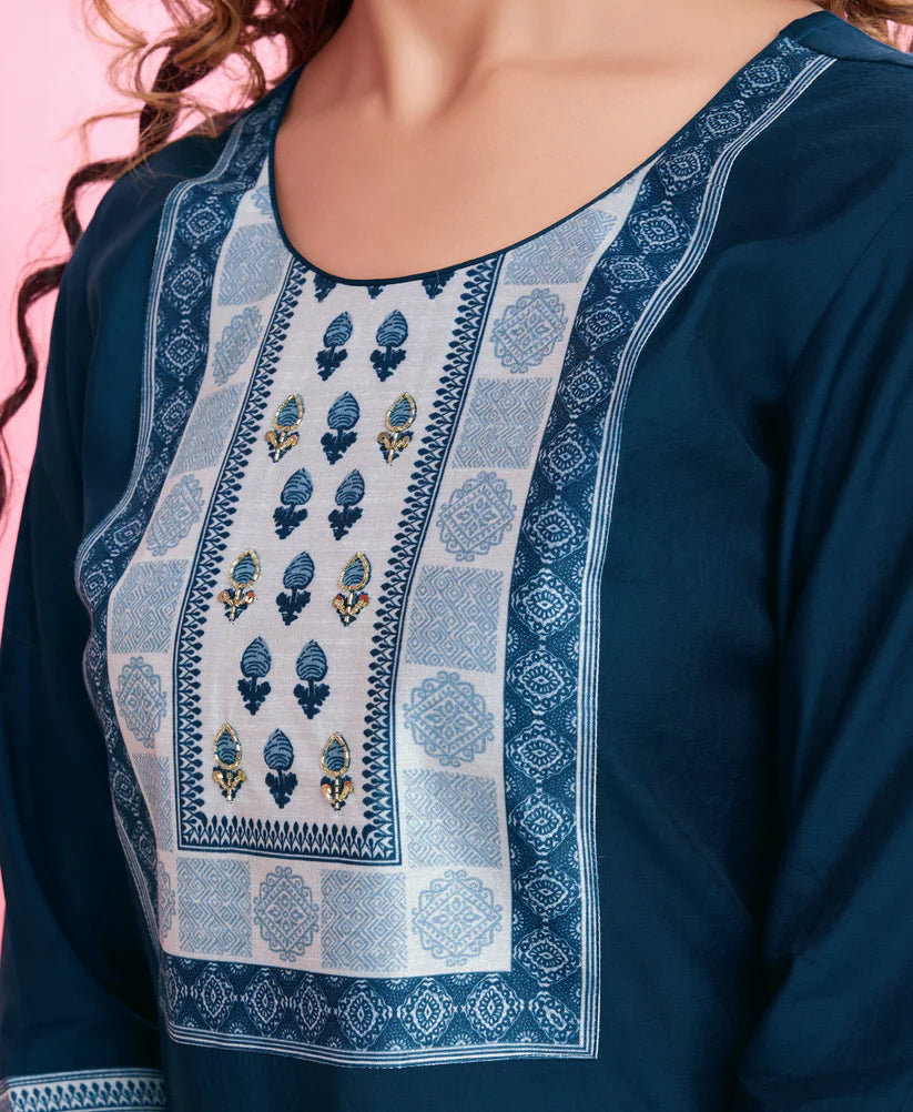 Dixz Fashion Elegant Viscose Silk Ethnic Suit Set with Printed Dupatta – Premium Quality