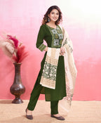 Dixz Fashion Elegant Viscose Silk Ethnic Suit Set with Printed Dupatta – Premium Quality