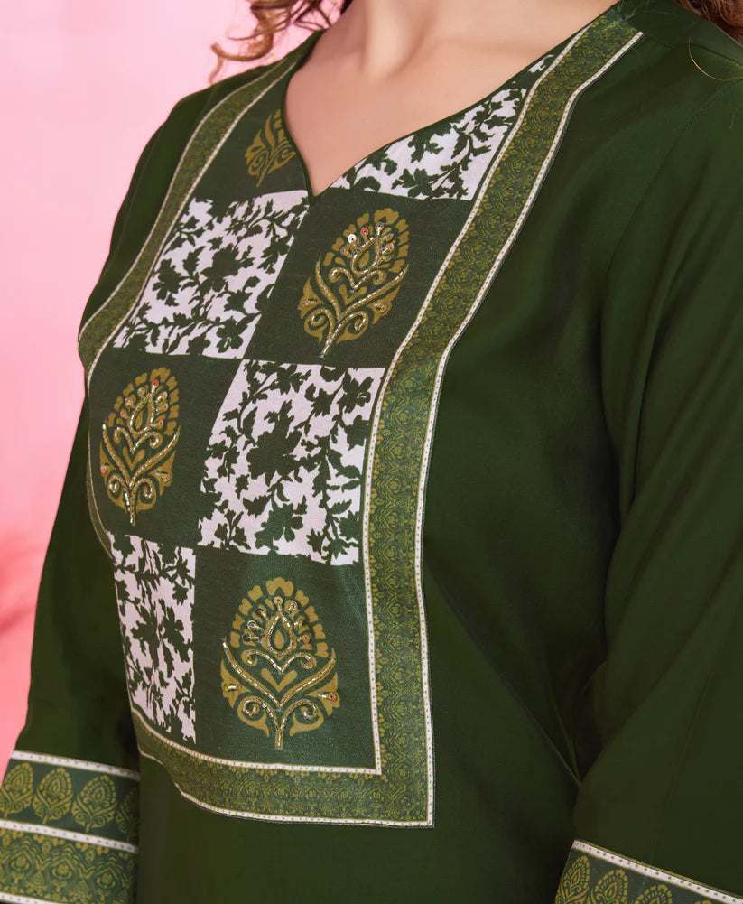 Dixz Fashion Elegant Viscose Silk Ethnic Suit Set with Printed Dupatta – Premium Quality