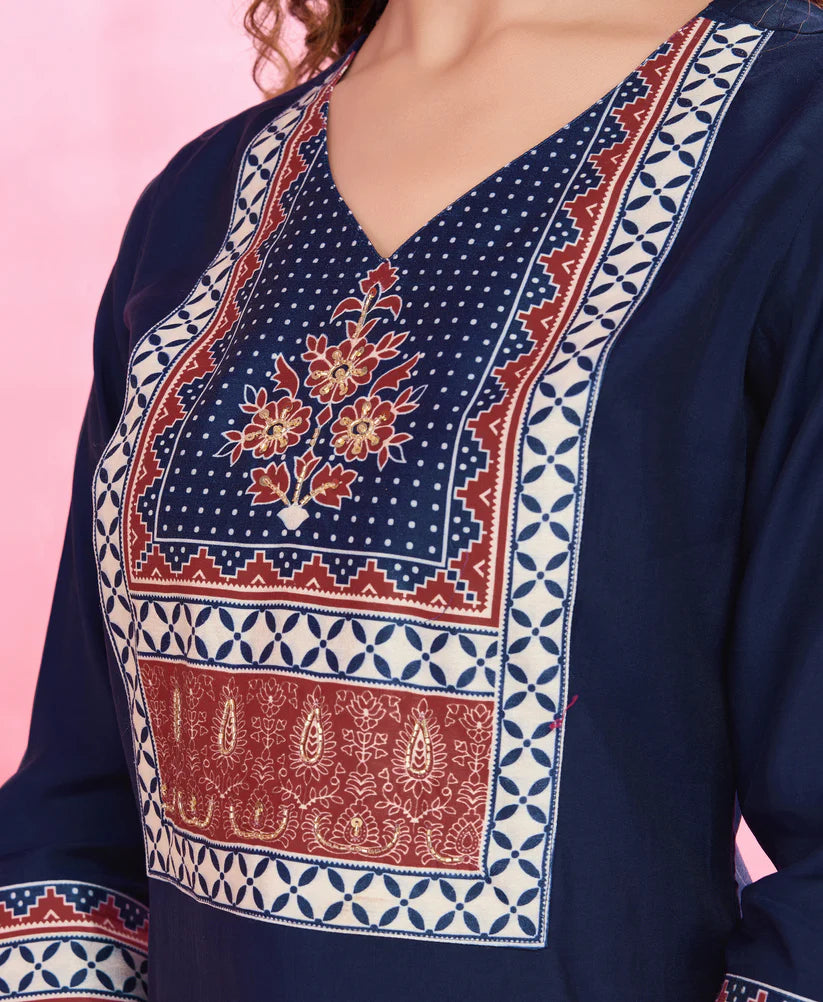 Dixz Fashion Elegant Viscose Silk Ethnic Suit Set with Printed Dupatta – Premium Quality