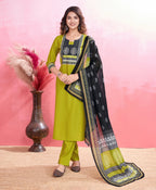 Dixz Fashion Elegant Viscose Silk Ethnic Suit Set with Printed Dupatta – Premium Quality