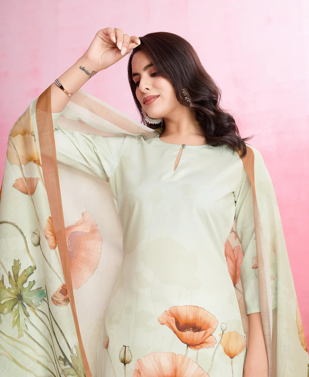 Dixz Fashion Elegant Crepe Floral & Leaf Embellished Kurta Set