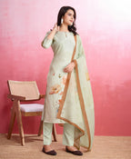 Dixz Fashion Elegant Crepe Floral & Leaf Embellished Kurta Set