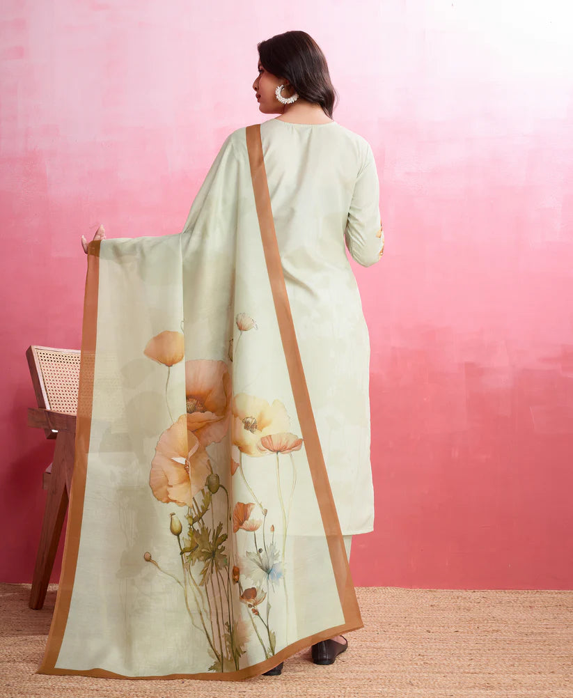 Dixz Fashion Elegant Crepe Floral & Leaf Embellished Kurta Set