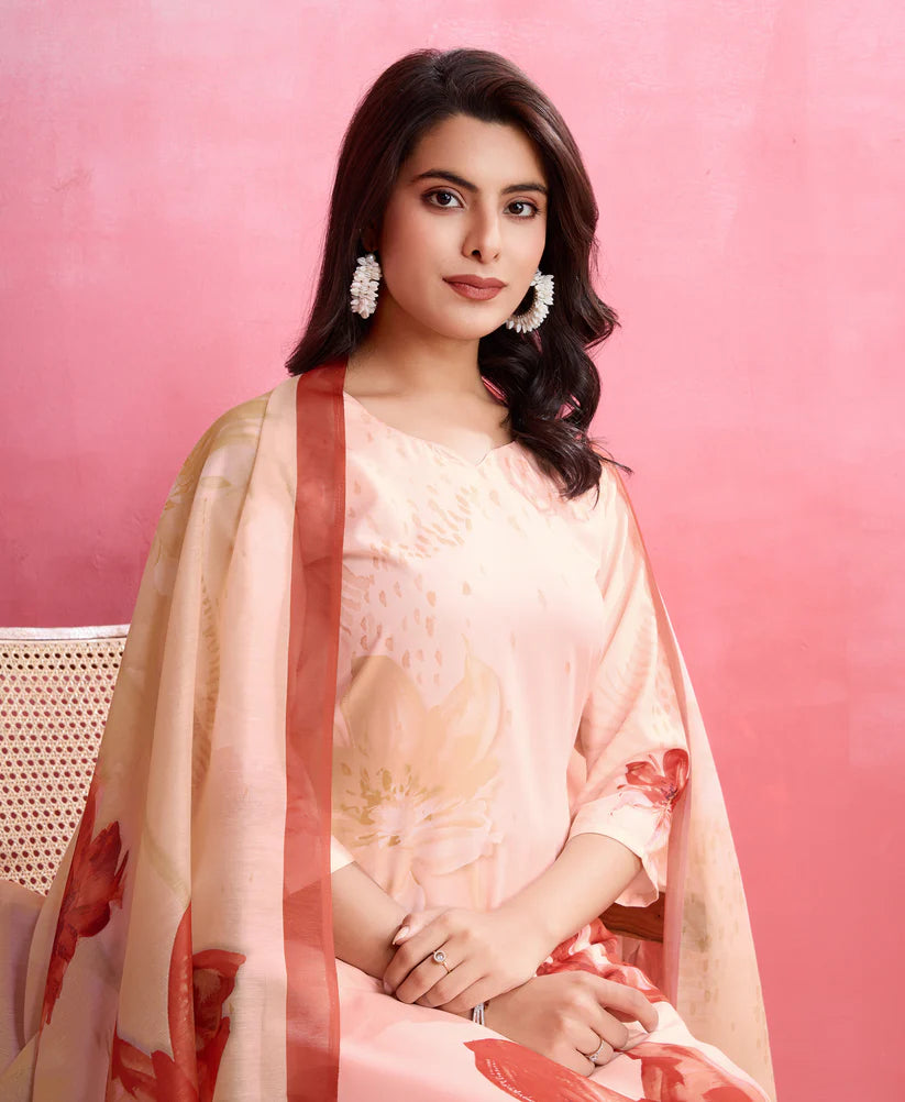 Dixz Fashion Elegant Crepe Floral & Leaf Embellished Kurta Set