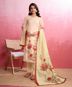 Dixz Fashion Elegant Crepe Floral & Leaf Embellished Kurta Set