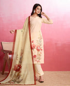 Dixz Fashion Elegant Crepe Floral & Leaf Embellished Kurta Set