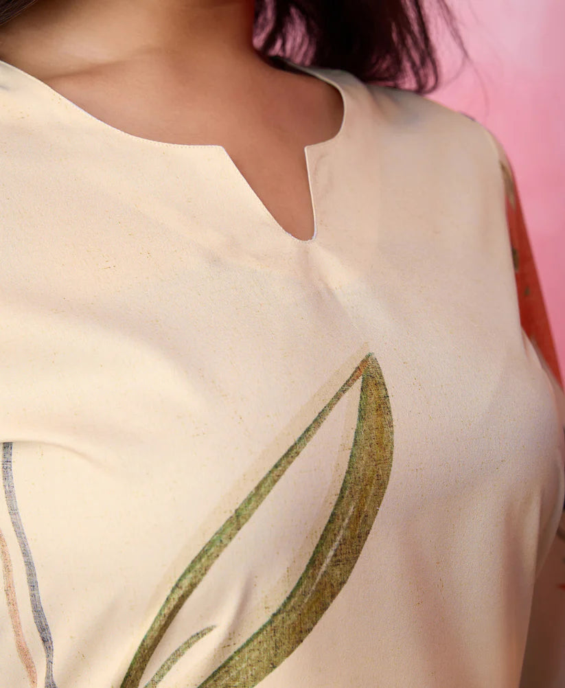 Dixz Fashion Elegant Crepe Floral & Leaf Embellished Kurta Set