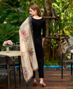 Dixz Fashion Black Viscose Rayon Embroidered Straight Kurta Set with Pant & Printed Dupatta