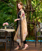 Dixz Fashion Black Viscose Rayon Embroidered Straight Kurta Set with Pant & Printed Dupatta