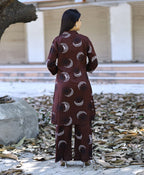 Women's Coffee Brown Rayon Viscose 21 KG Floral & Leaf Printed Causal Co-ord Set