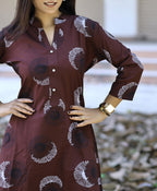 Women's Coffee Brown Rayon Viscose 21 KG Floral & Leaf Printed Causal Co-ord Set