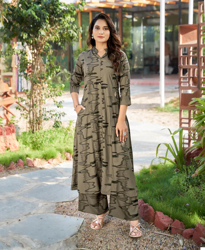 Summer Special: Premium Heavy Mill Rayon Cotton Kurti Set with Side Pockets (Top & Bottom Included)
