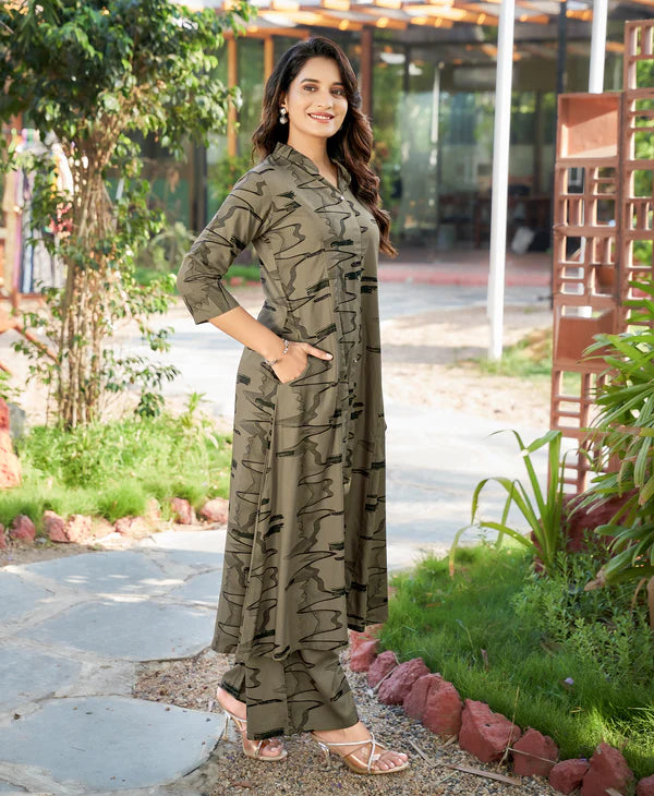 Summer Special: Premium Heavy Mill Rayon Cotton Kurti Set with Side Pockets (Top & Bottom Included)