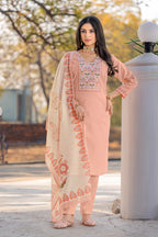 Cotton Kurta Set with Embroidered Patch Work & Printed Mal Cotton Dupatta