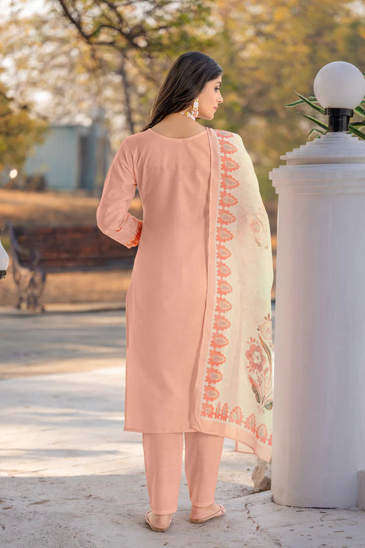 Cotton Kurta Set with Embroidered Patch Work & Printed Mal Cotton Dupatta