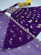 Dixz Fashion Designer Fox Georgette Gown Set with Heavy Sequin Thread Work (Fully Stitched)