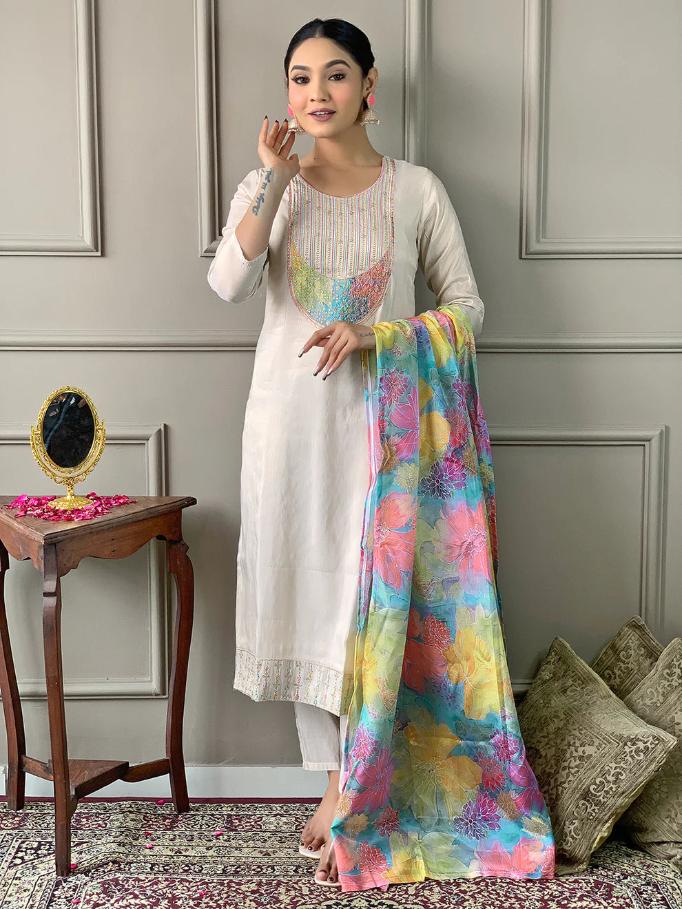 white kurti set kurta set