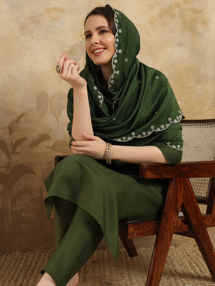 Elegant Viscose Chanderi Embroidered Suit Set with Nylon Chanderi Dupatta