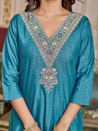 DIXZ FASHION  PRESENTING VISCOSE RAYON EMBROIDRED WORK KURTI SET