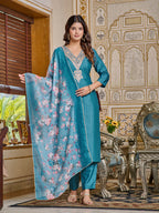 DIXZ FASHION  PRESENTING VISCOSE RAYON EMBROIDRED WORK KURTI SET