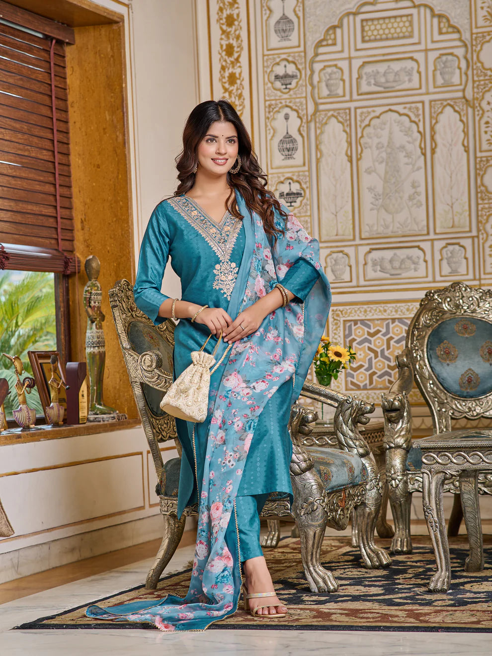 DIXZ FASHION  PRESENTING VISCOSE RAYON EMBROIDRED WORK KURTI SET