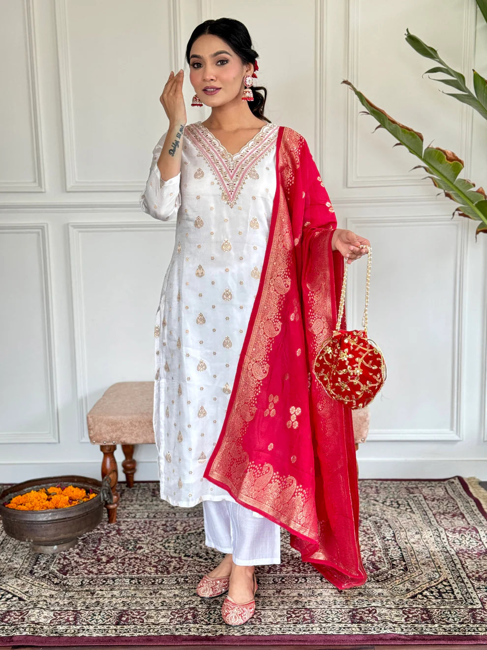 DIXZ FASHION JEQUARD WITH EMBROIDERED WORK KURTA SET