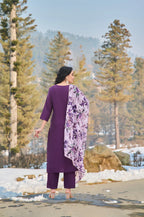 Dixz Fashion Women's Embroidered Viscose Chanderi Kurti Set with Teby Dupatta