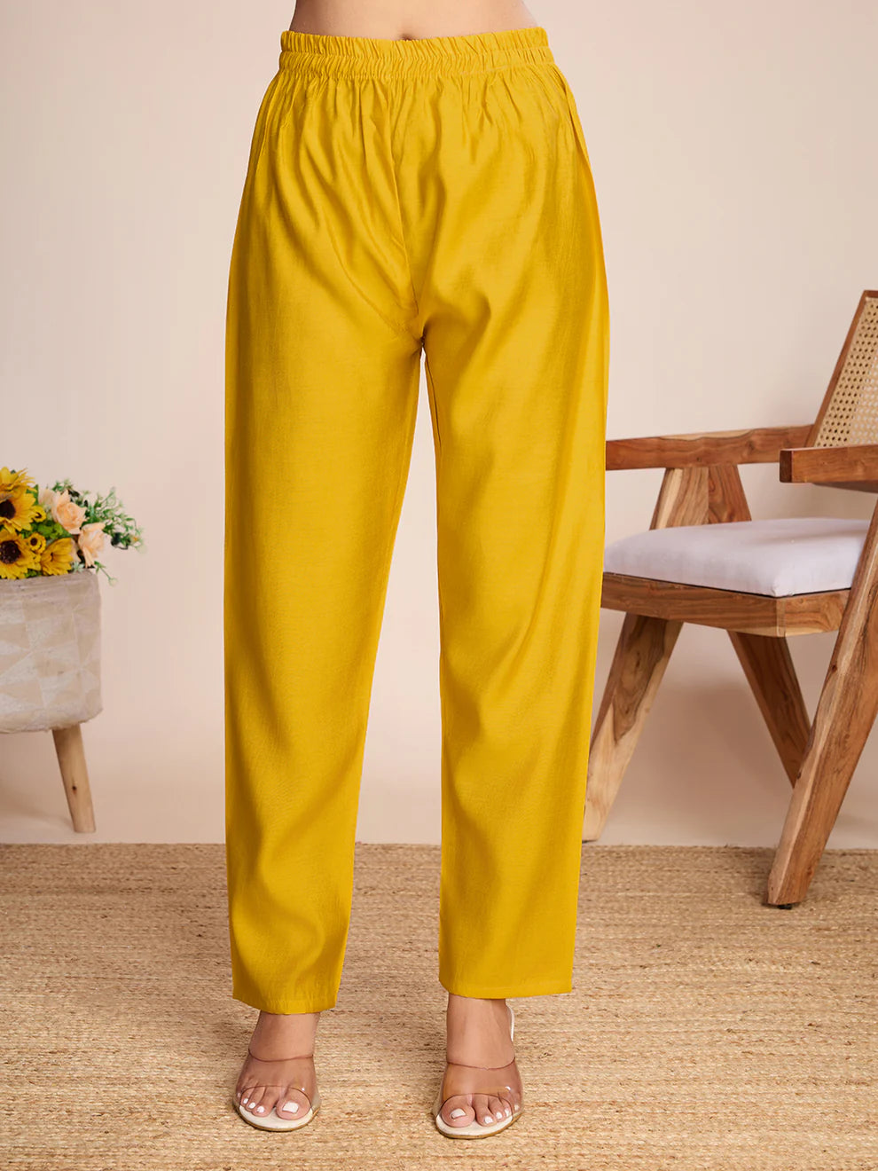 Dixz Fashion Embroidery with Hand Mirror Work yellow kurti