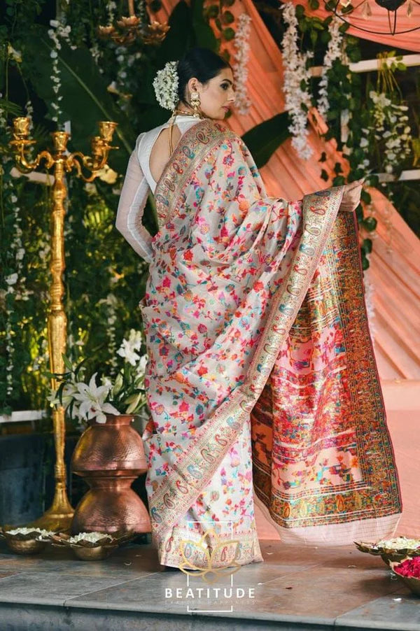 Dixz Fashion Wedding Special Saare-pethni White Saare