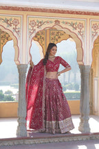 Dixz Fashion Designer Viscose Jacquard Lehenga Set with Sequins Embroidery Work