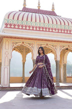 Dixz Fashion Designer Viscose Jacquard Lehenga Set with Sequins Embroidery Work
