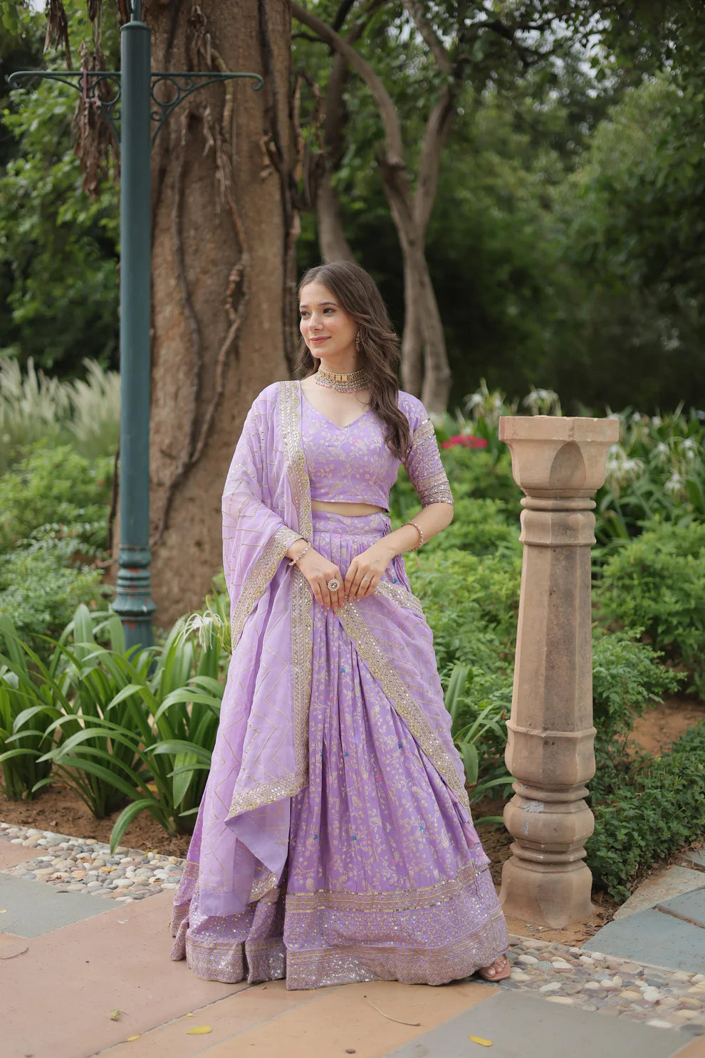 Dixz Fashion Premium Dyable Viscose Jacquard Lehenga Set with Sequins Work