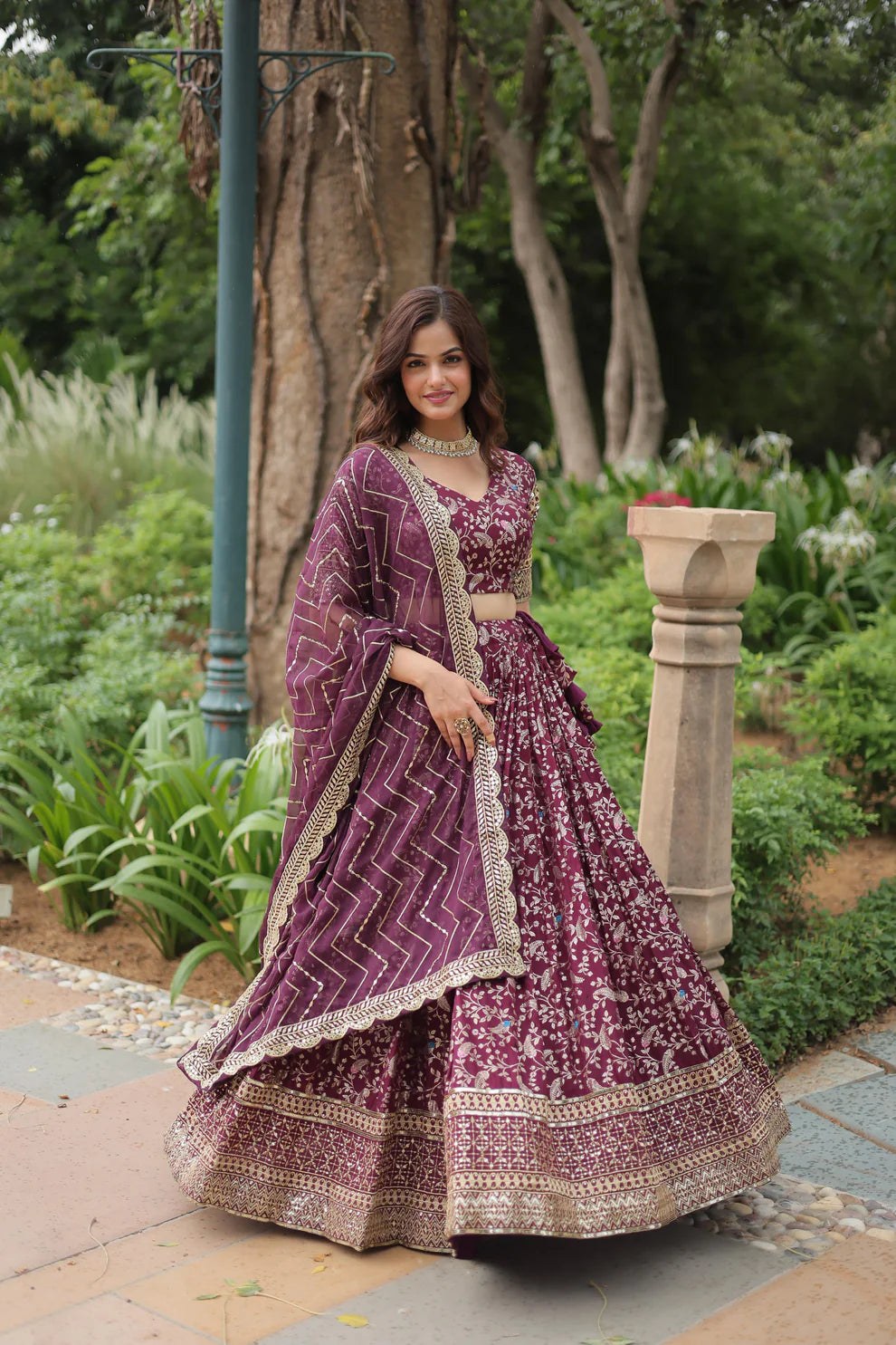 Dixz Fashion Premium Dyable Viscose Jacquard Lehenga Set with Sequins Work