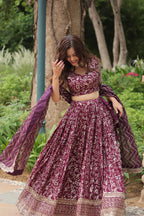 Dixz Fashion Premium Dyable Viscose Jacquard Lehenga Set with Sequins Work