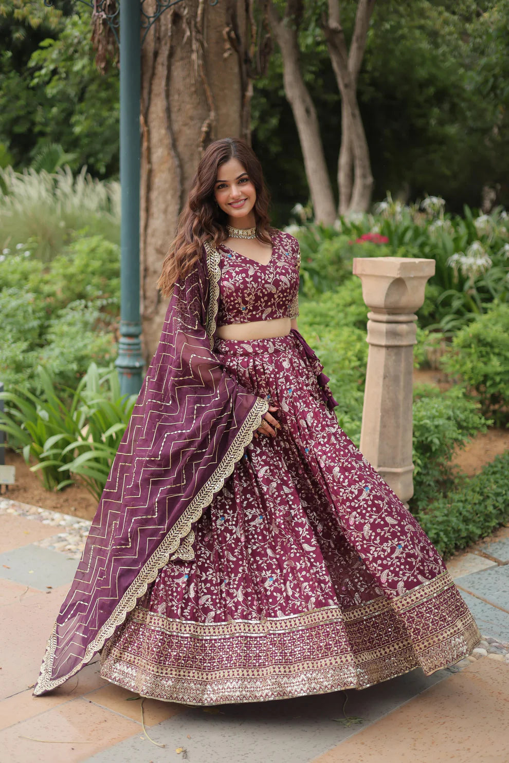 Dixz Fashion Premium Dyable Viscose Jacquard Lehenga Set with Sequins Work