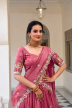 Dixz Fashion Gold Crush Embroidered Lehenga Set with Sequins & Thread Work