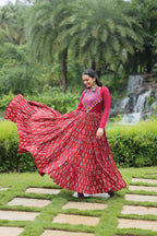 Dixz Fashion Designer Printed Gown Made from Heavy Printed Cotton with Kutchi Gamthi and Kodi Work...