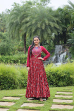 Dixz Fashion Designer Printed Gown Made from Heavy Printed Cotton with Kutchi Gamthi and Kodi Work...